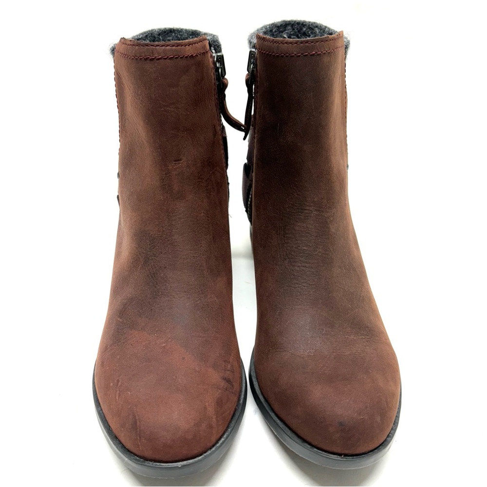 Sorel Brown Leather Ankle Boots with Metallic Accent & Felt Cuff - Picture 5 of 16